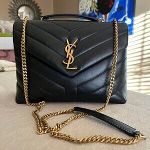 Saint Laurent Loulou Matelassé Small Shoulder Bag - Black Leather - Authentic